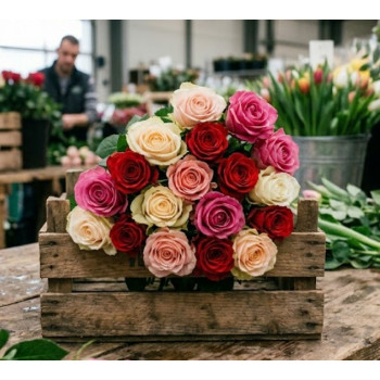 15 роз оптом, без оформления