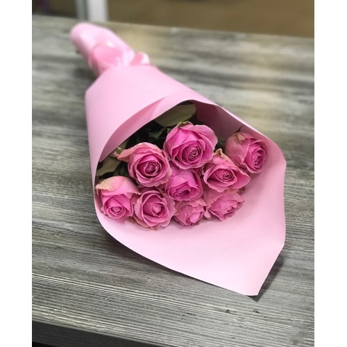 Купить на заказ Букет из 9 розовых роз с доставкой в Байконуре